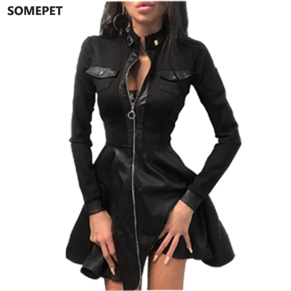 Women Plus Size 5XL Summer Lace Sleeve PU Faux Leather Mini Dress V-Neck Zipper Party Dress Sexy Bodydon Dress
Women Plus Size 5XL Summer Lace Sleeve PU Faux Leather Mini Dress V-Neck Zipper Party Dress Sexy Bodydon Dress