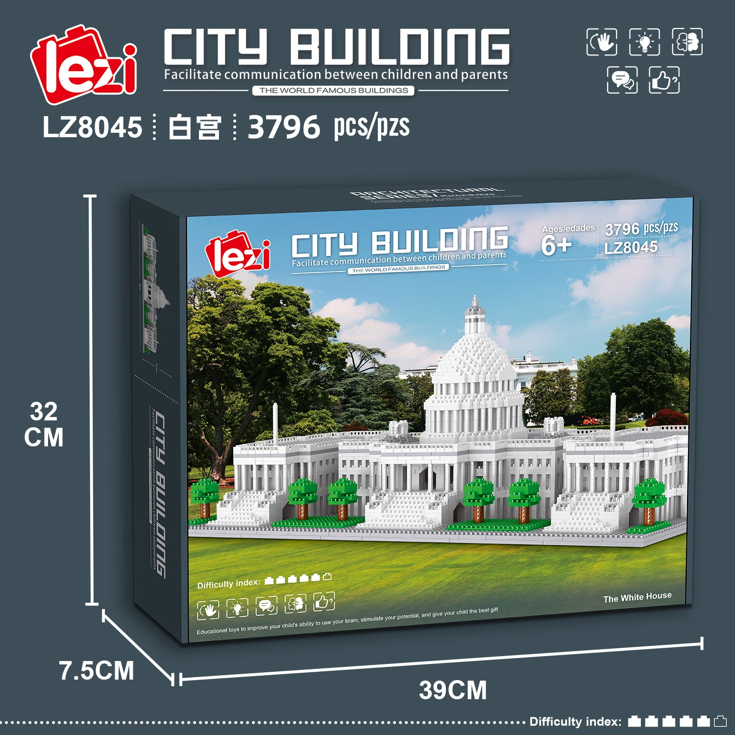 Zhegao LZ8045 Washington D.C. White House Famous Landmark Series Model White House Building Block Set (3796 PCS)
Zhegao LZ8045 Washington D.C. White House Famous Landmark Series Model White House Building Block Set (3796 PCS)
