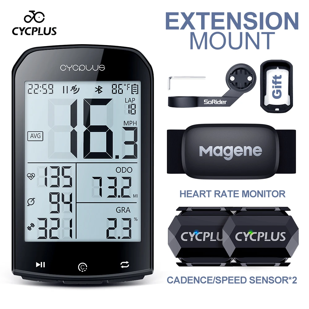 CYCPLUS M1 GPS Bicycle Computer Strava Wireless Waterproof Road Cycle MTB Cyclocomputer with S3+ Cadence H64 Heart rate Sensor
CYCPLUS M1 GPS Bicycle Computer Strava Wireless Waterproof Road Cycle MTB Cyclocomputer with S3+ Cadence H64 Heart rate Sensor