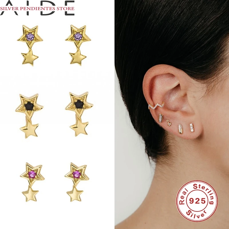 AIDE 925 Sterling Silver Mini Purple Black Zircon Stud Earrings For Women Piercing Jewelry Simple Star Pendant Earrings Joyero
AIDE 925 Sterling Silver Mini Purple Black Zircon Stud Earrings For Women Piercing Jewelry Simple Star Pendant Earrings Joyero