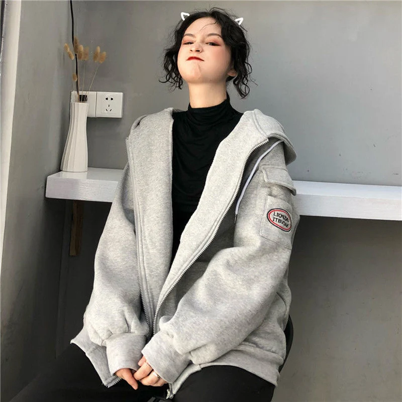Women Autumn Winter Warm Hoodies Fashion Hooded Zipper Sweatshirts Female Korean Long Sleeve Loose Coat Plus Size Casual Outwear
Women Autumn Winter Warm Hoodies Fashion Hooded Zipper Sweatshirts Female Korean Long Sleeve Loose Coat Plus Size Casual Outwear