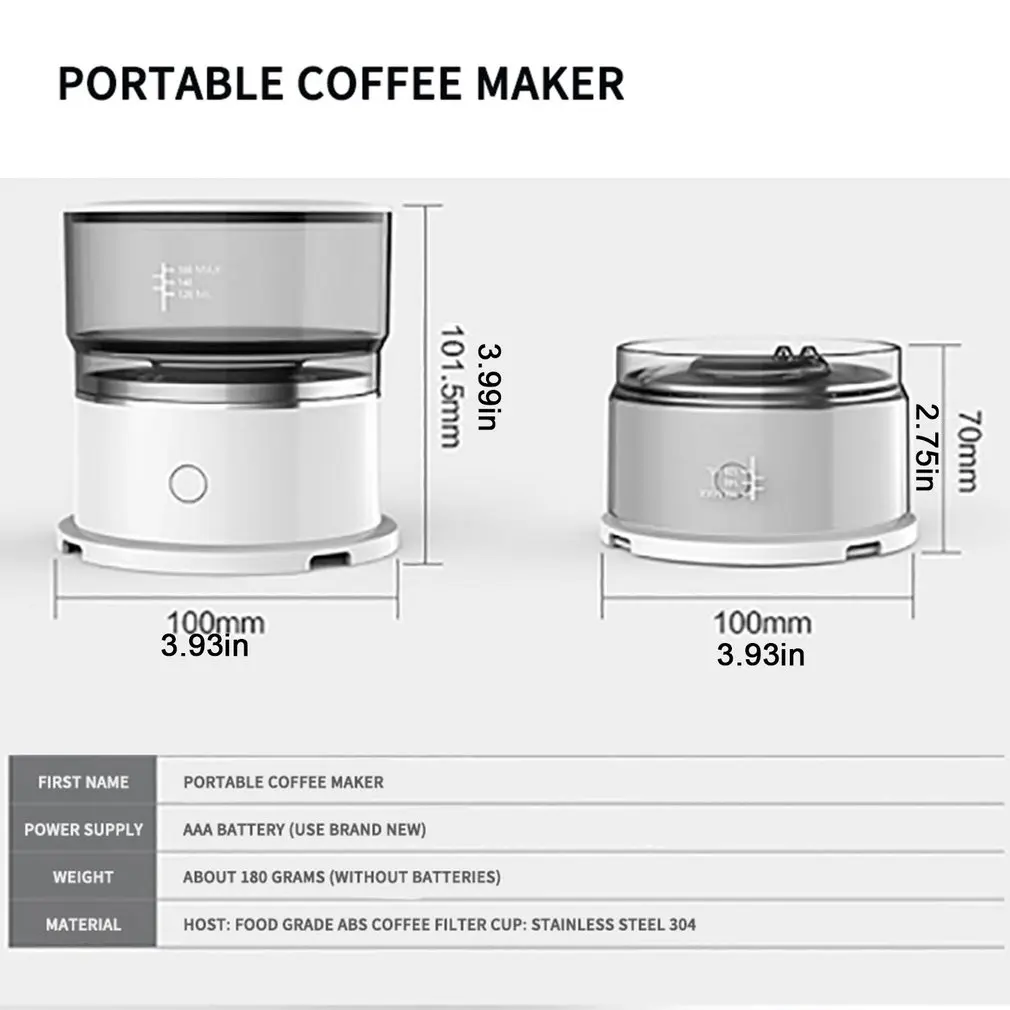 New Household Battery Powered Portable Automatic Coffee Maker Handheld Drip Coffee Machine Companion Powder Coffee Maker
New Household Battery Powered Portable Automatic Coffee Maker Handheld Drip Coffee Machine Companion Powder Coffee Maker