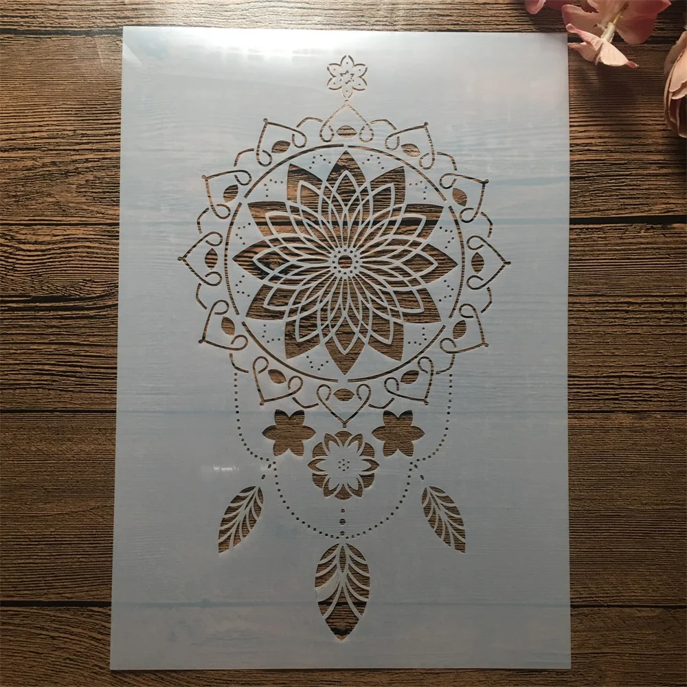 

A4 29cm Mandala Totem Symbol DIY Layering Stencils Wall Painting Scrapbook Embossing Hollow Embellishment Printing Lace Ruler
