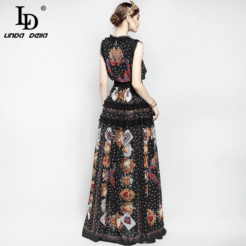 Fashion Runway Maxi Dress Women Floor Length Sleeveless Elegant Rose Flower Print Floral Embroidery Vintage Long Dress
Fashion Runway Maxi Dress Women Floor Length Sleeveless Elegant Rose Flower Print Floral Embroidery Vintage Long Dress
