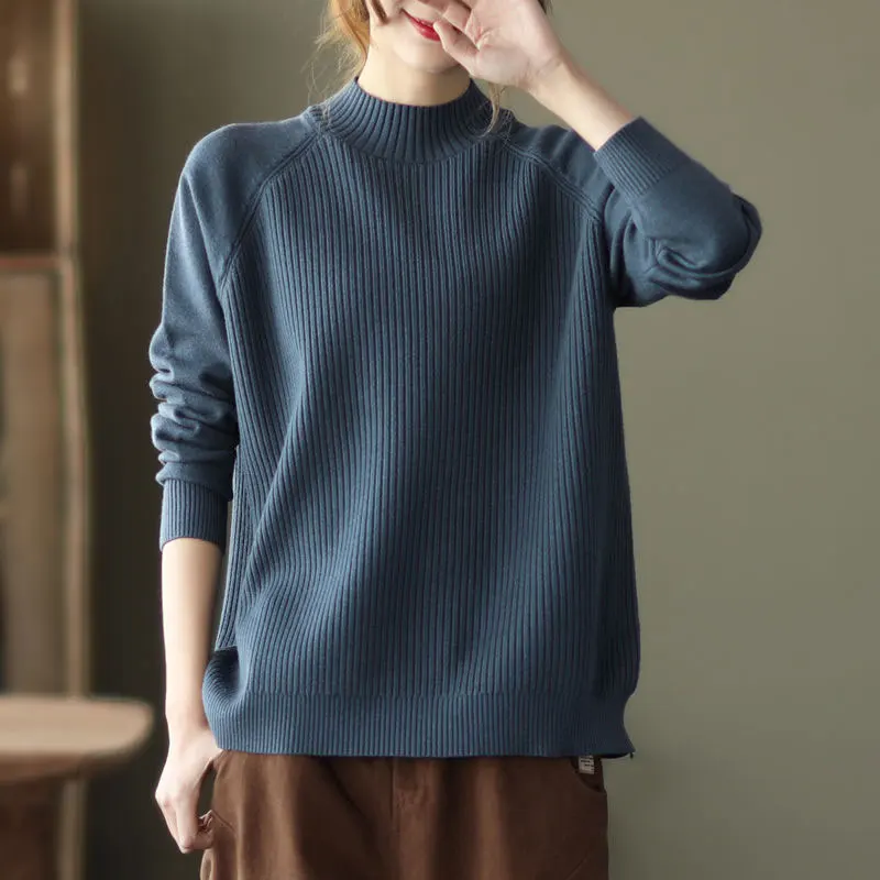 2021 Autumn Winter New Arts Style Women Long Sleeve Loose Turtleneck Sweater All-matched Casual Cotton Knitted Sweater V675
2021 Autumn Winter New Arts Style Women Long Sleeve Loose Turtleneck Sweater All-matched Casual Cotton Knitted Sweater V675