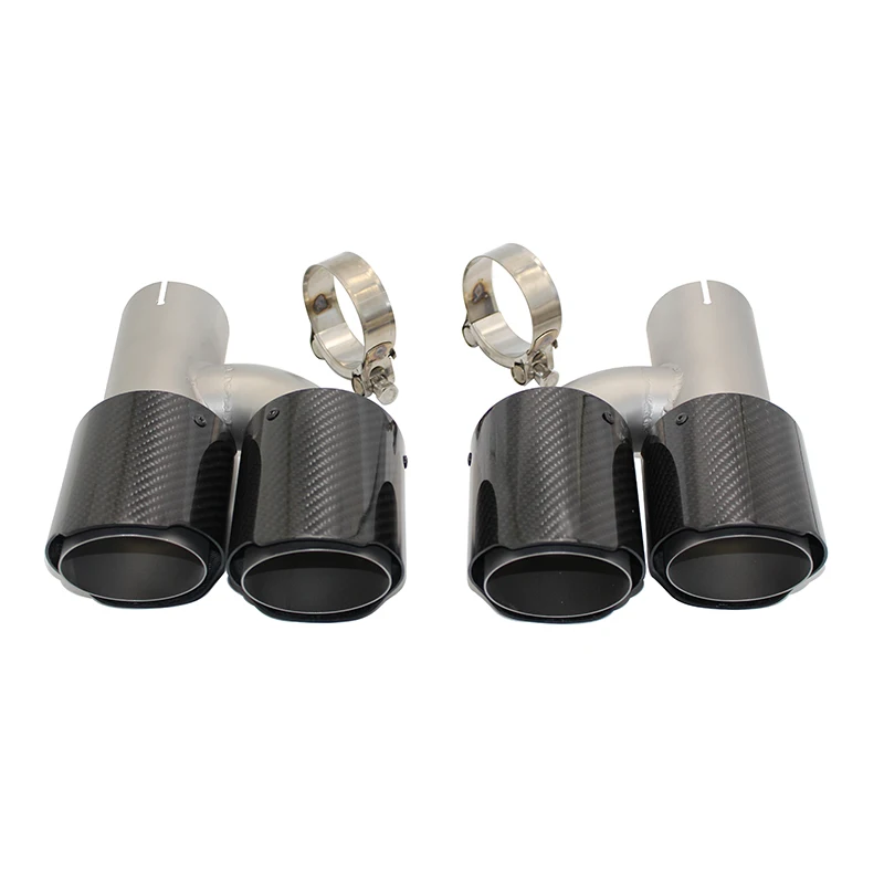 Exhaust pipe tail mouth H-shaped double-out nozzle carbon fiber tail throat four-out tail throat silencer for BMW E34E36E90 
Exhaust pipe tail mouth H-shaped double-out nozzle carbon fiber tail throat four-out tail throat silencer for BMW E34E36E90