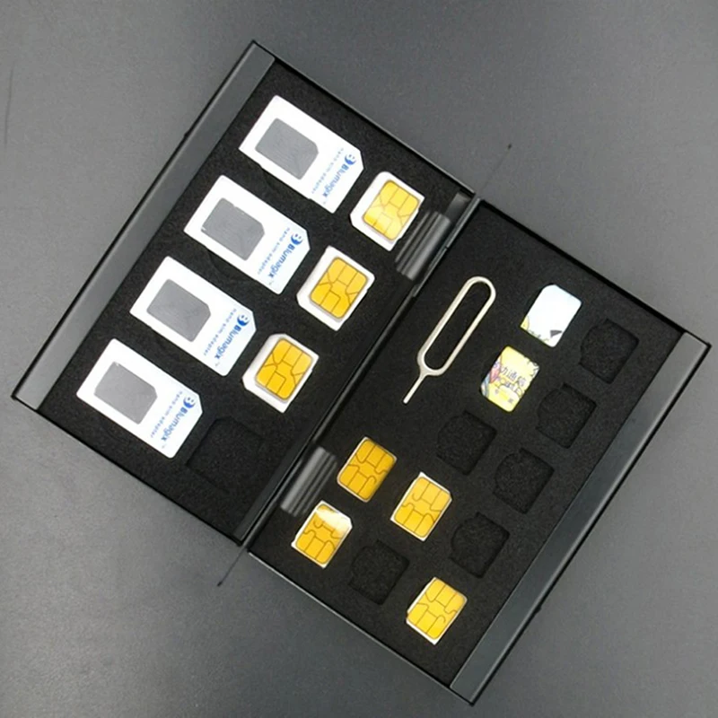 21 in 1 Aluminum Portable SIM Micro Pin SIM Card Nano Memory Card Storage Box Case Protector Holder Black 
21 in 1 Aluminum Portable SIM Micro Pin SIM Card Nano Memory Card Storage Box Case Protector Holder Black