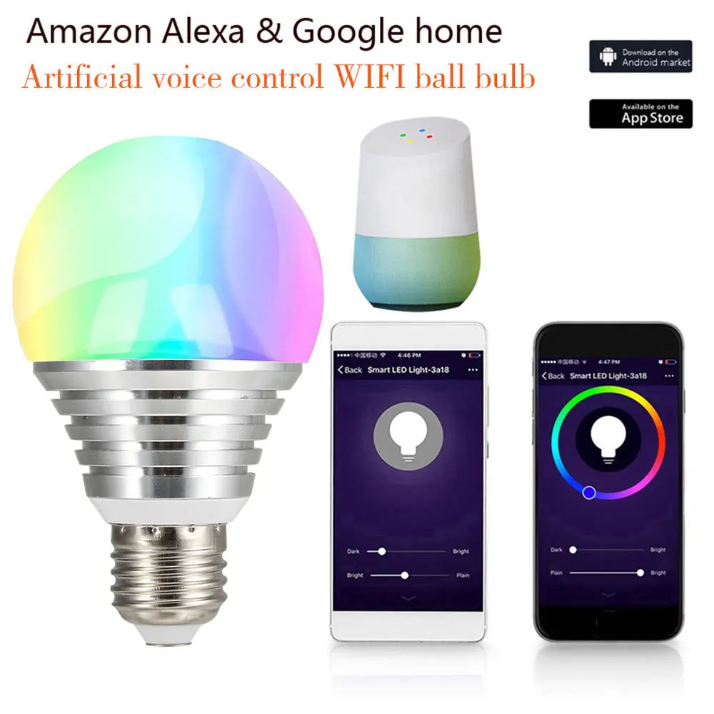 Smart Bulb with Alexa Google Home Voice Control WIFI RGB Ball Bulb for Bedroom Living Room Decoration LED Magic Bulb
Smart Bulb with Alexa Google Home Voice Control WIFI RGB Ball Bulb for Bedroom Living Room Decoration LED Magic Bulb