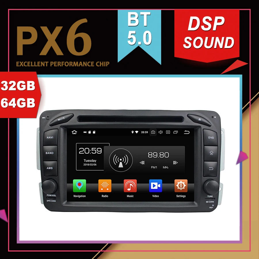 PX6 Отличная производительность Android 9 0 Автомобильный мультимедийный GPS для BENZ ML W163