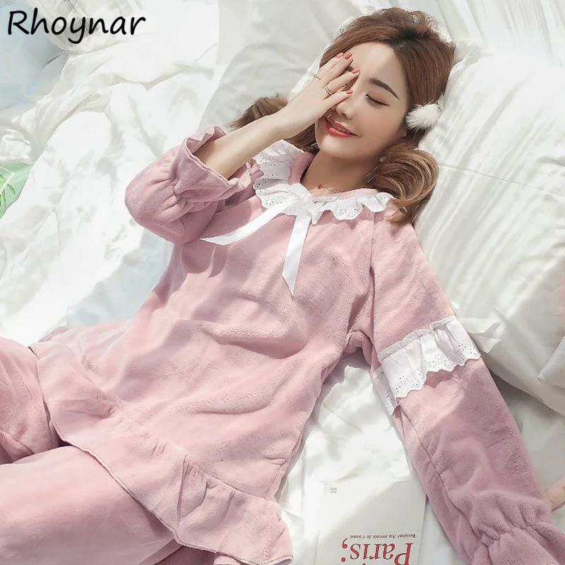 Pajama Sets Women Thicken All-match O-neck Patchwork Winter Warm Cozy Homewear Sleepwear Tender Vintage Feminino Design Lovely
Pajama Sets Women Thicken All-match O-neck Patchwork Winter Warm Cozy Homewear Sleepwear Tender Vintage Feminino Design Lovely