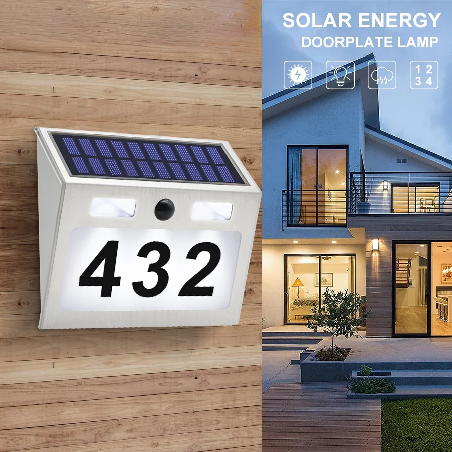 Newstyle House Number Solar led wall Light 200LM Outdoor Doorplate Address number Plaque Lamp 5 led for Home Garden Decoration
Newstyle House Number Solar led wall Light 200LM Outdoor Doorplate Address number Plaque Lamp 5 led for Home Garden Decoration