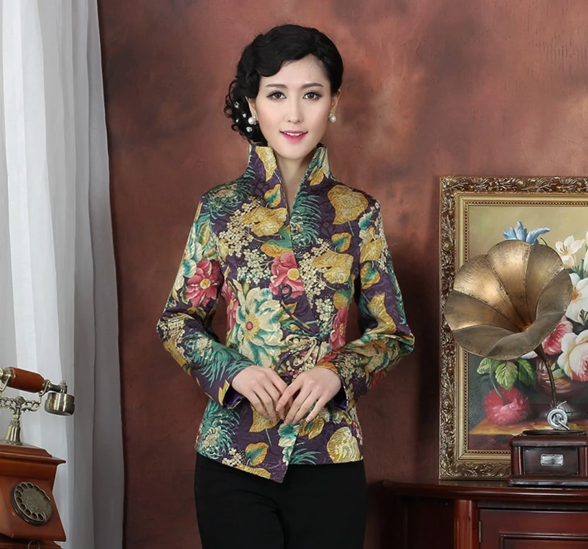 Women's Jacket Middle-aged Women Butterfly Buckle Tang jacket women Long-sleeved Chinese Jacket Mother Wear Chinese jacket tops 
Women's Jacket Middle-aged Women Butterfly Buckle Tang jacket women Long-sleeved Chinese Jacket Mother Wear Chinese jacket tops