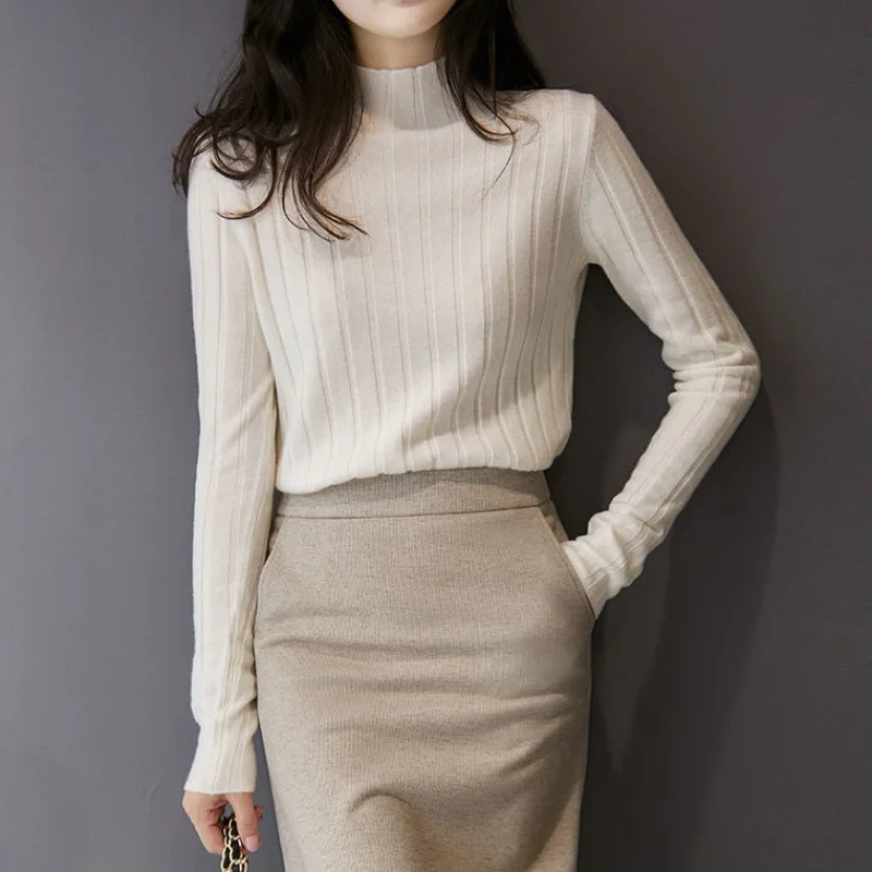 Half High Neck Women Knit Sweater Inner Collar Basic Sweater Women Solid Color Sweater Top Winter Clothes
Half High Neck Women Knit Sweater Inner Collar Basic Sweater Women Solid Color Sweater Top Winter Clothes