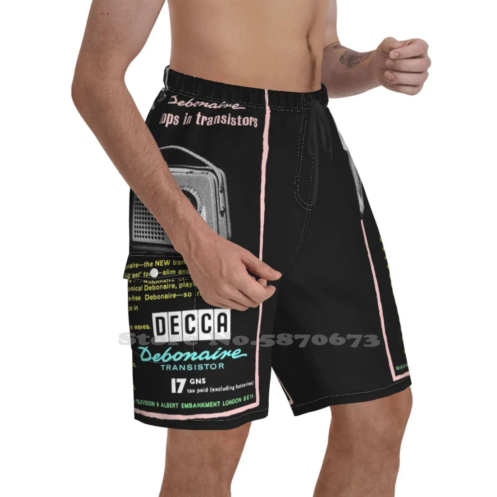 Decca Debonnaire Transistor Radio - Advert Fashion New Men'S Beach Shorts Advert Adverti T 1950S 1960S 50S 60S Retro Nostalgia
Decca Debonnaire Transistor Radio - Advert Fashion New Men'S Beach Shorts Advert Adverti T 1950S 1960S 50S 60S Retro Nostalgia