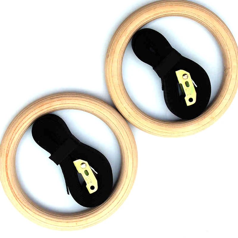 

NEW Wood Gymnastic Rings 28mm Gym Rings with Adjustable Long Buckles Straps for Workout Home Gym Cross Fitness
