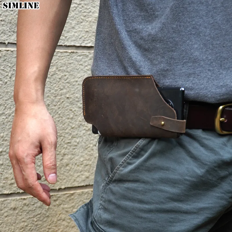 SIMLINE 100% Genuine Leather Cellphone Waist Bag For Men Male Vintage Cowhide Outdoor Mobile Phone Case Pouch Pack Cover Holder
SIMLINE 100% Genuine Leather Cellphone Waist Bag For Men Male Vintage Cowhide Outdoor Mobile Phone Case Pouch Pack Cover Holder