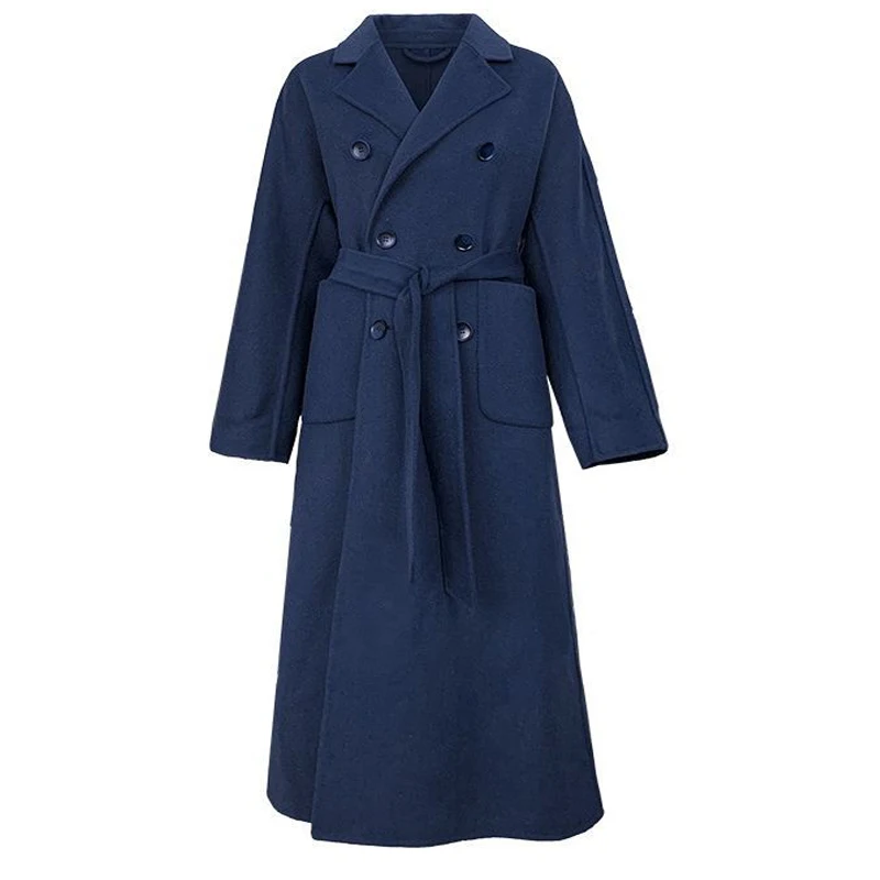 Elegant Slim Long Double-Breasted Wool Overcoat Belt Women Autumn Long Sleeve Lambwool Jackets Trench Navy Coat 3XL 95kgs Female
Elegant Slim Long Double-Breasted Wool Overcoat Belt Women Autumn Long Sleeve Lambwool Jackets Trench Navy Coat 3XL 95kgs Female