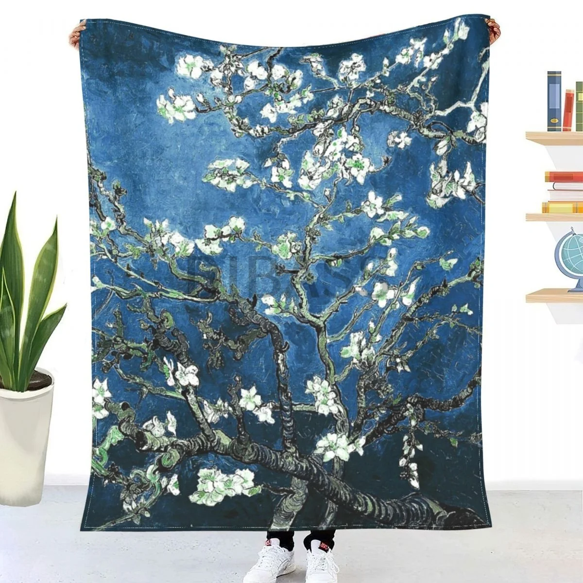 

Van Gogh Almond Blossoms Deep Ocean Blue Comforter 3D Printed Flannel Throw Blanket