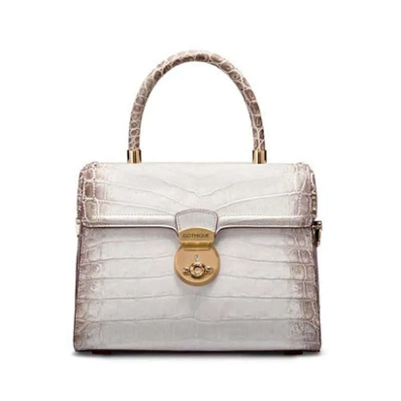 gete single shoulder Himalayan white senior crocodile leather women hanbag Inclined shoulder bag 
gete single shoulder Himalayan white senior crocodile leather women hanbag Inclined shoulder bag