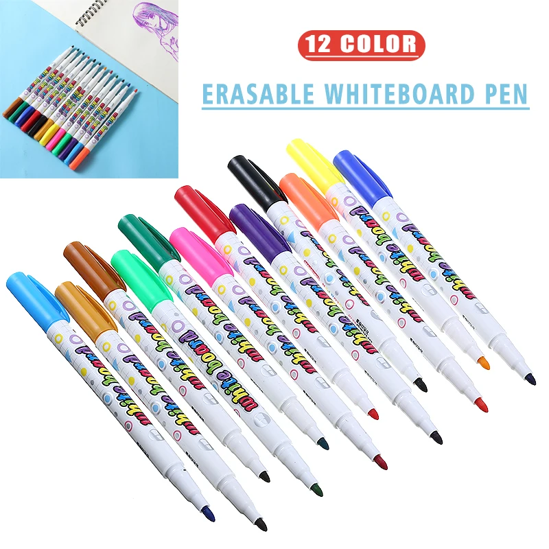 1 Set 12pcs Erasable Fine Tip Marker Pens Easy Dry Wipe 12 Colors Whiteboard Bright Marker Pen Office School DIY Paint Supply
1 Set 12pcs Erasable Fine Tip Marker Pens Easy Dry Wipe 12 Colors Whiteboard Bright Marker Pen Office School DIY Paint Supply