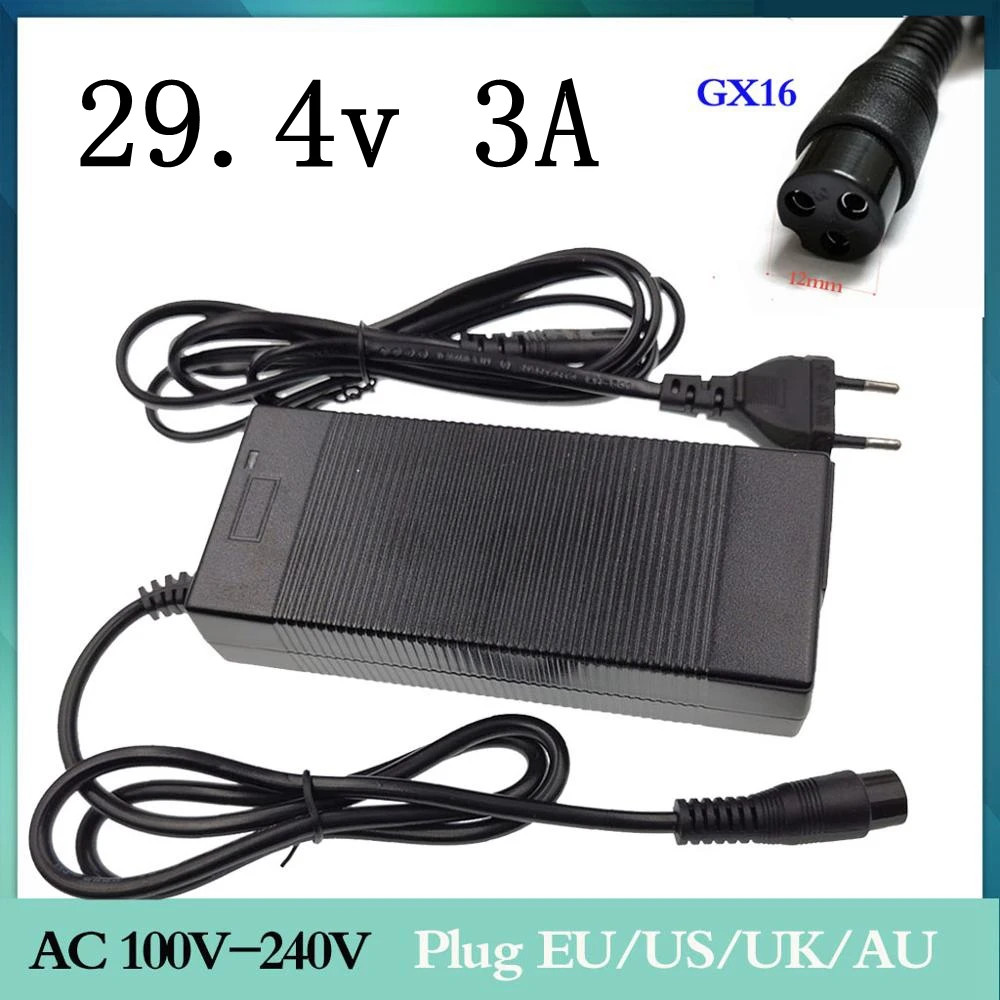 29.4v3a lithium battery charger 7 Series 29.4V 3A charger for 24V battery pack electric bike lithium battery charger 3-Prong
29.4v3a lithium battery charger 7 Series 29.4V 3A charger for 24V battery pack electric bike lithium battery charger 3-Prong