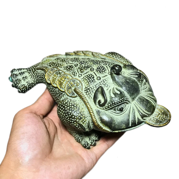 LAOJUNLU Archaize Bronze Gold Enamel Pure Copper ThreeLegged Money Toad, small
LAOJUNLU Archaize Bronze Gold Enamel Pure Copper ThreeLegged Money Toad, small
