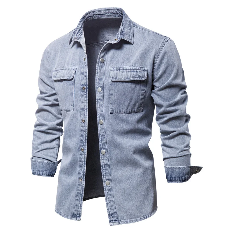 Cotton Denim Shirts For Men 100% Casual Solid Color Thick Long Sleeve Shirt Spring High Quality Jeans Camisa Masculina Slim Fit
Cotton Denim Shirts For Men 100% Casual Solid Color Thick Long Sleeve Shirt Spring High Quality Jeans Camisa Masculina Slim Fit