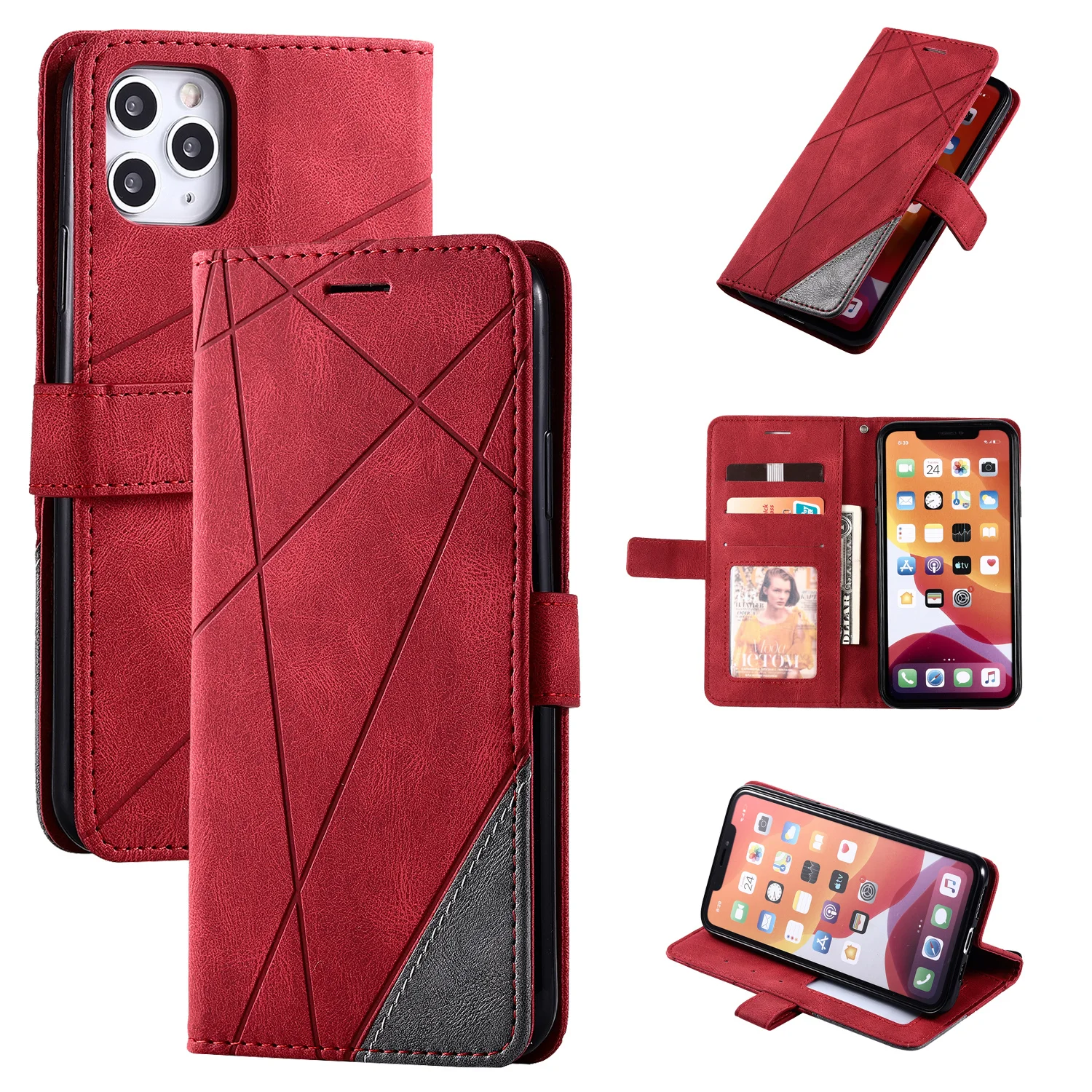

Stand Business Phone Holster For Etui Xiaomi 11 Poco X3 Nfc M3 Redmi Note 10 Pro 7 7A 8 8A 8T 9 Stripe Wallet Rhombus Case D21G