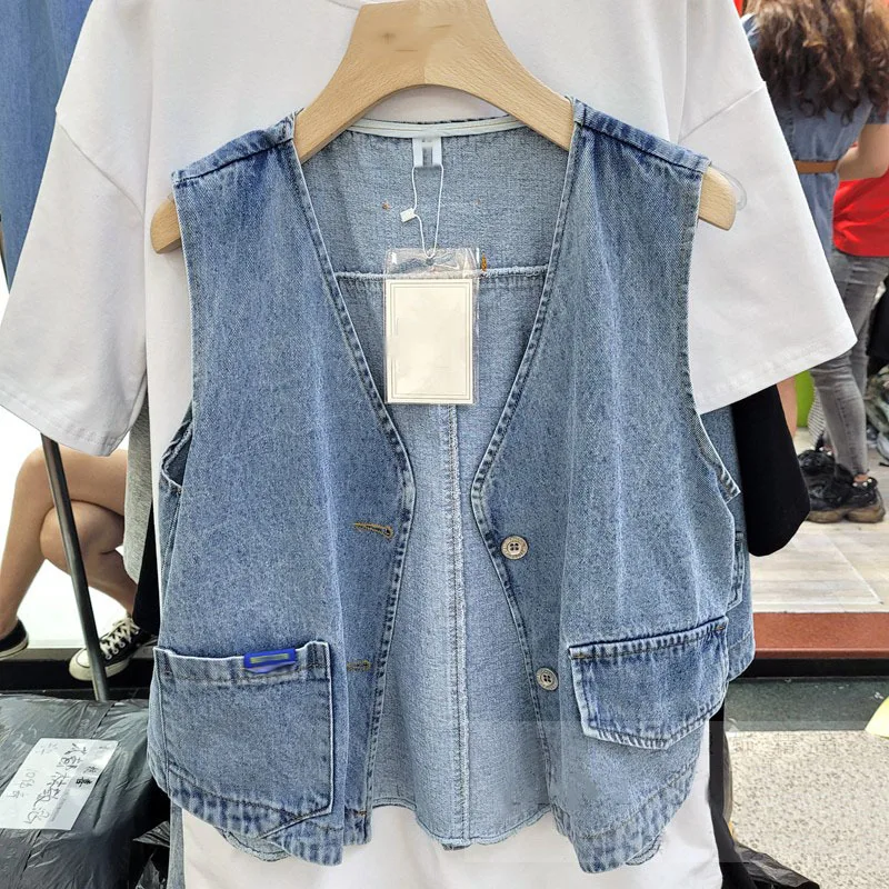 SeeBeautiful Two Pieces O Neck Short Sleeve Loose T-shirt Button Pockets V-neck Denim Vest New Fashion Summer 2021 Women E412
SeeBeautiful Two Pieces O Neck Short Sleeve Loose T-shirt Button Pockets V-neck Denim Vest New Fashion Summer 2021 Women E412