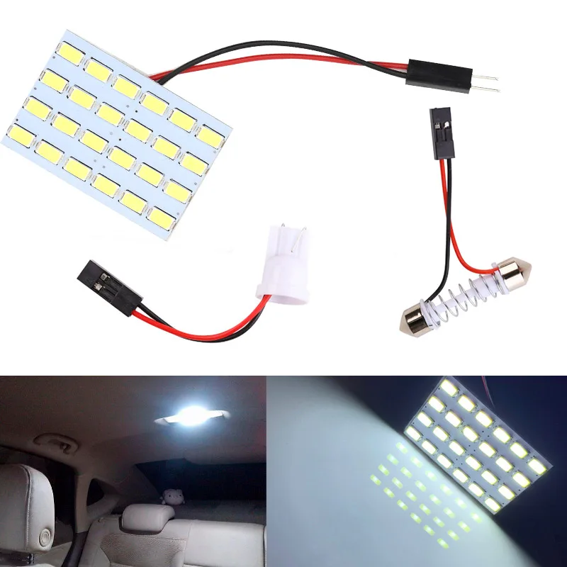 

12 36 48 SMD 5630 LED Auto Dome Panel Light Car Interior Reading Lamp Roof Bulb With T10 W5W BA9S C5W Festoon 3 Adapter Base