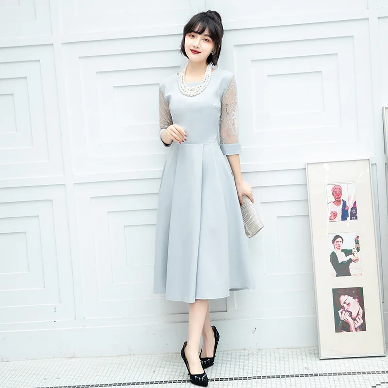 Hollow Out Lace Half Sleeve Women Satin Dresses Elegant O-Neck Plus Size 3XL Spring New Mid-Length Skirt Banquet Evening Gown
Hollow Out Lace Half Sleeve Women Satin Dresses Elegant O-Neck Plus Size 3XL Spring New Mid-Length Skirt Banquet Evening Gown