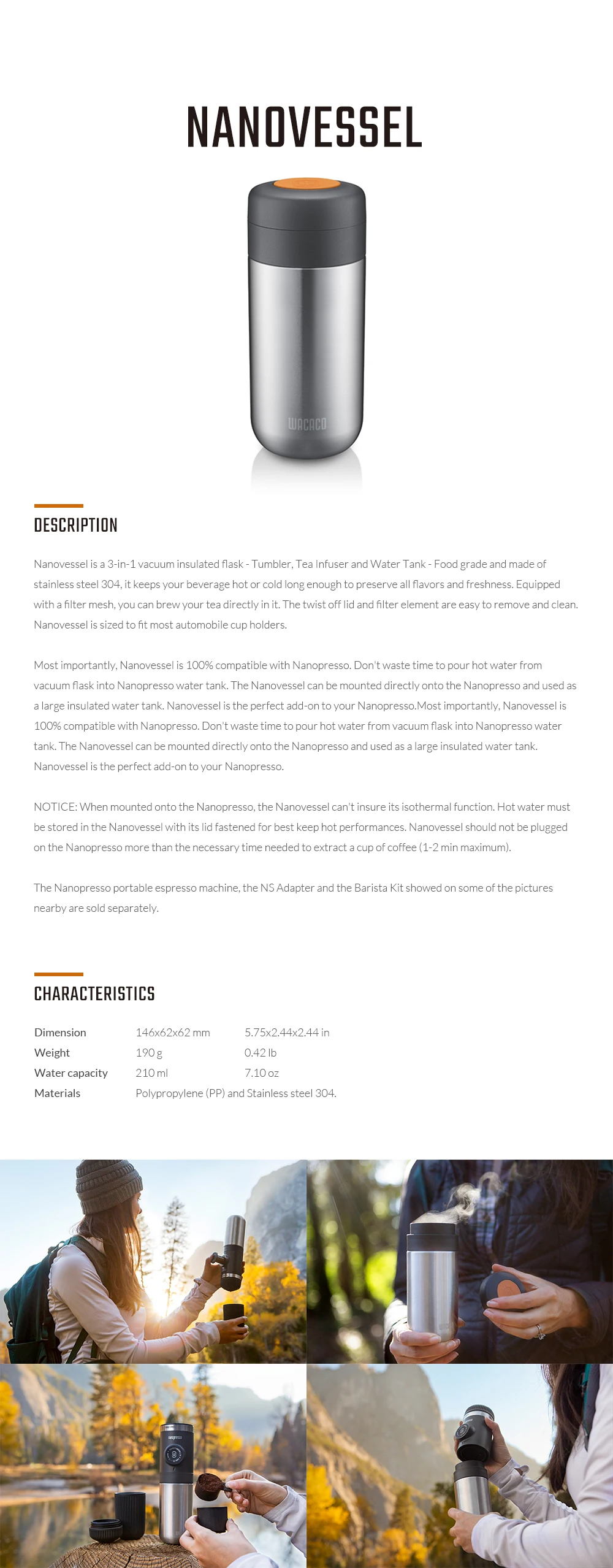 NEW Nanovessel,3-in-1 Vacuum Insulated Flask-Tumbler,Tea Infuser and Water Tank.Thermos Cup Accessory for Nanopresso Machine
NEW Nanovessel,3-in-1 Vacuum Insulated Flask-Tumbler,Tea Infuser and Water Tank.Thermos Cup Accessory for Nanopresso Machine