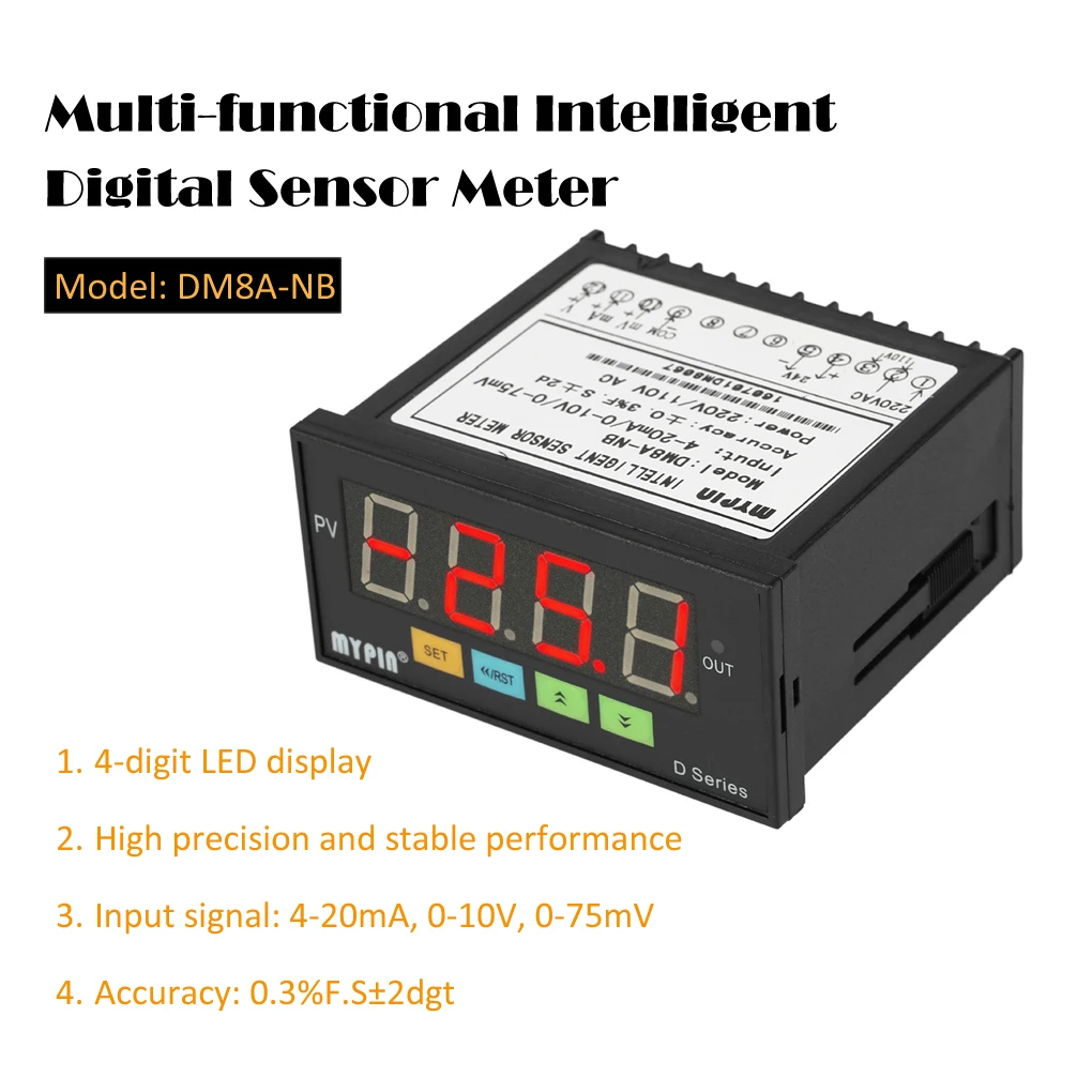 MYPIN Digital Sensor Meter Multi-functional Intelligent LED Display Pressure Transmitters 0-75mV/4-20mA/0-10V Input
MYPIN Digital Sensor Meter Multi-functional Intelligent LED Display Pressure Transmitters 0-75mV/4-20mA/0-10V Input