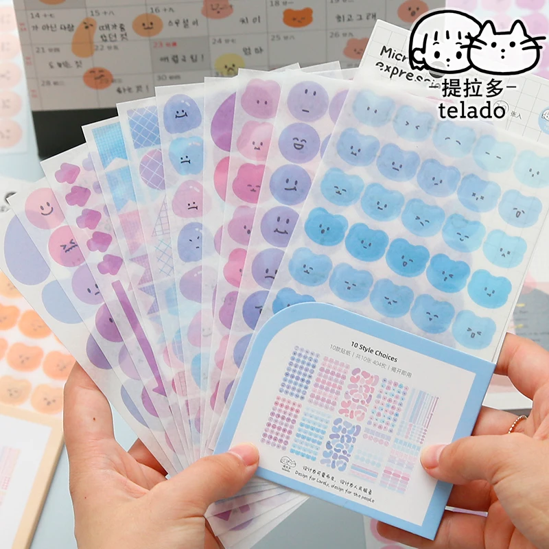 

BULA 10 Sheets Cute Cartoon Micro Expression Smiley Decorative Stickers for Scrapbooking Marking DIY Sealing Label Crafts