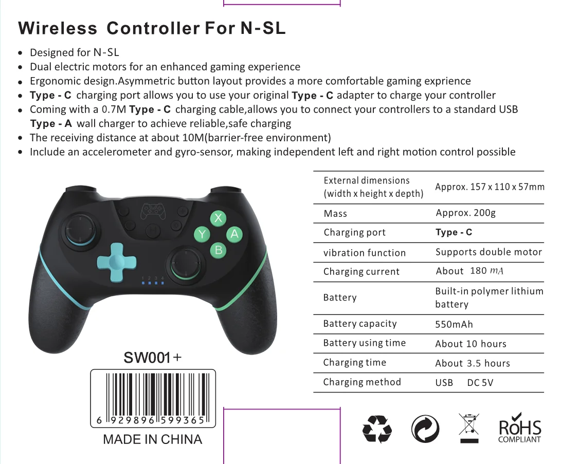 2021 беспроводной Bluetooth контроллер для Nintendo Switch/Switch lite ПК геймпад с 6-осевой кнопкой пробуждения назад макропрограммирования
2021 беспроводной Bluetooth контроллер для Nintendo Switch/Switch lite ПК геймпад с 6-осевой кнопкой пробуждения назад макропрограммирования