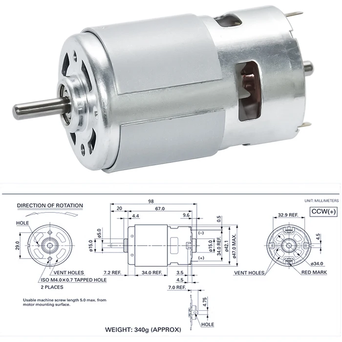 775 DC 12V 24V Brush Motor High Speed 5000/10000/12000rpm Gift Bracket CW&CCW Mini Brush Motor with Bearing for DIY Driver Parts
775 DC 12V 24V Brush Motor High Speed 5000/10000/12000rpm Gift Bracket CW&CCW Mini Brush Motor with Bearing for DIY Driver Parts