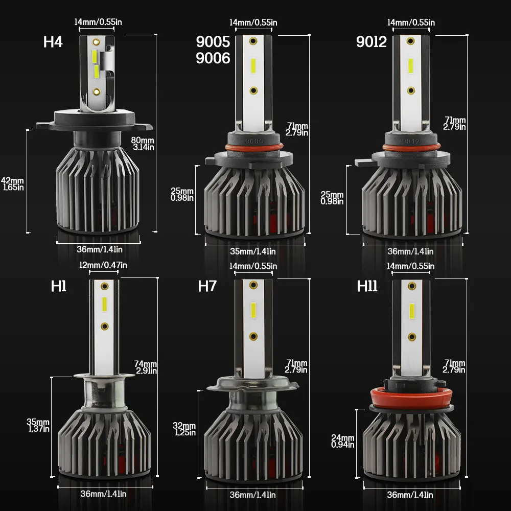Мини светодиодный лампы для передних фар H7 H3 H8 H1 HB4 9005 9006 HB3 880 H11 H27 H4 Canbus льда фары