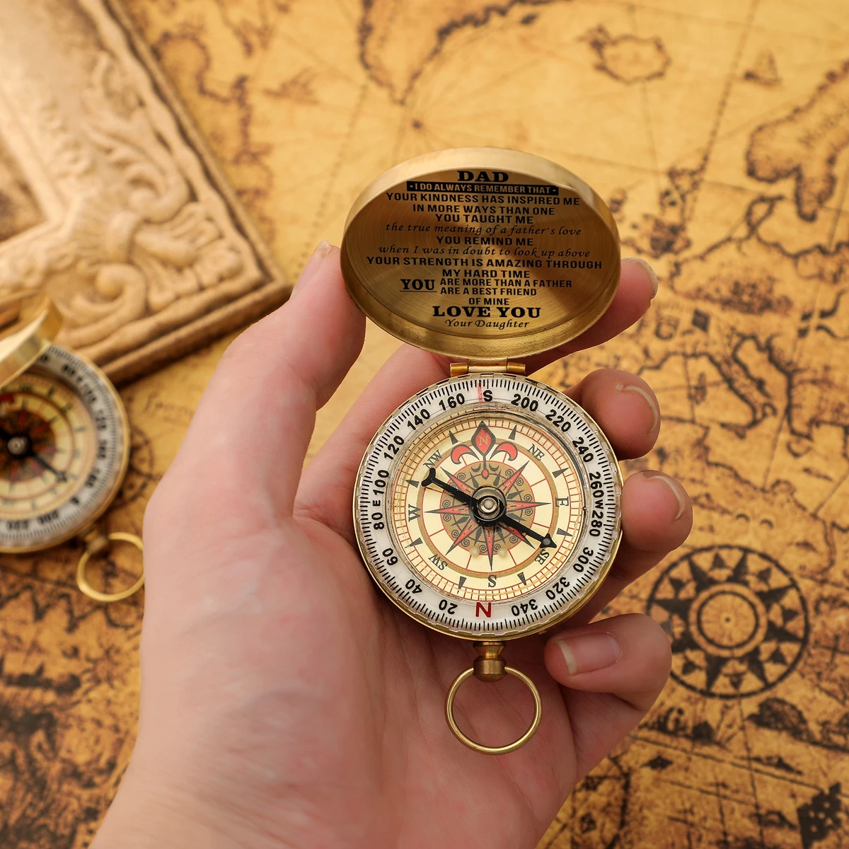 My Venerable Dad Customized Engraved Compass Outdoor Multi-Function with Luminous Pocket Watch Type Pure Copper Flip
My Venerable Dad Customized Engraved Compass Outdoor Multi-Function with Luminous Pocket Watch Type Pure Copper Flip
