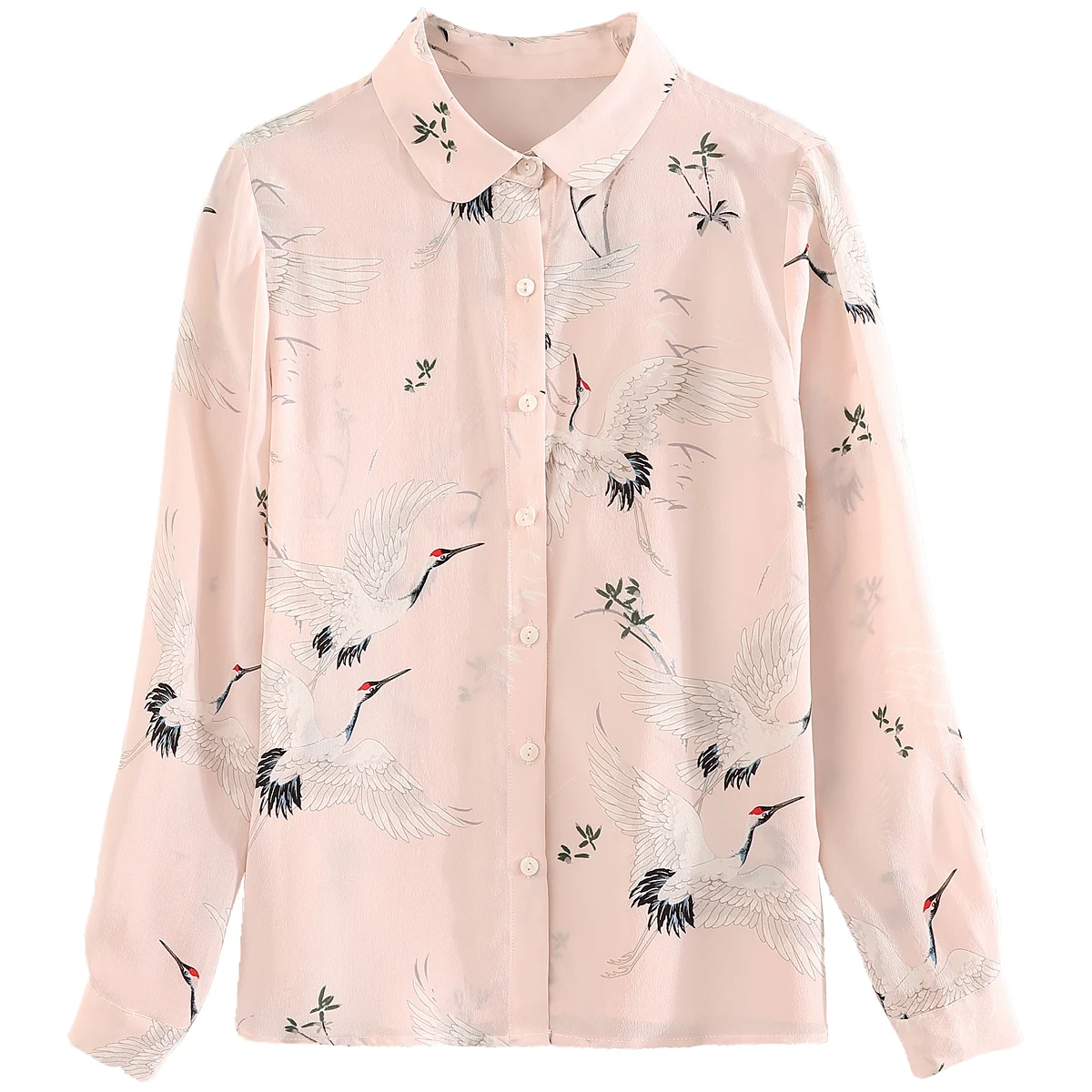 Spring Autumn Women Shirts Turn Down Collar Long Sleeves Crane Print Chiffon Shirt Ladies Female All-match OL Blouse Tops
Spring Autumn Women Shirts Turn Down Collar Long Sleeves Crane Print Chiffon Shirt Ladies Female All-match OL Blouse Tops