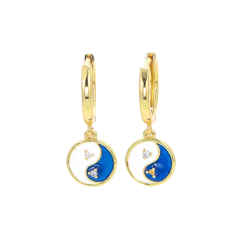 CANNER Luxuy Enamel Yinyang Hoop Earrings Blue/White Dripping Zircon Huggie Earring for Women Girls Copper Pendientes Oorbellen
CANNER Luxuy Enamel Yinyang Hoop Earrings Blue/White Dripping Zircon Huggie Earring for Women Girls Copper Pendientes Oorbellen