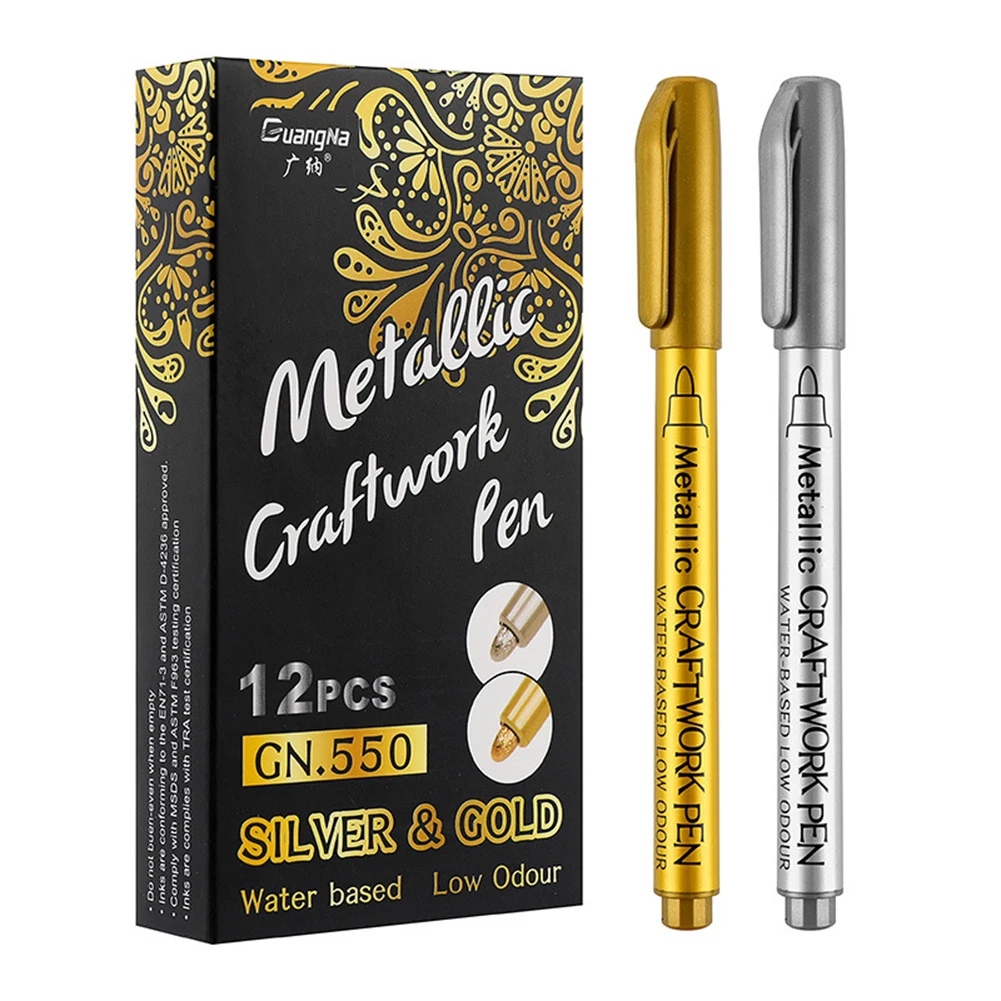 12pcs DIY Metallic Craftwork Pen for Student Drawing Sketch Graffiti Hook Liner Pen Gold/Silver Waterproof Permanent Marker Pens
12pcs DIY Metallic Craftwork Pen for Student Drawing Sketch Graffiti Hook Liner Pen Gold/Silver Waterproof Permanent Marker Pens