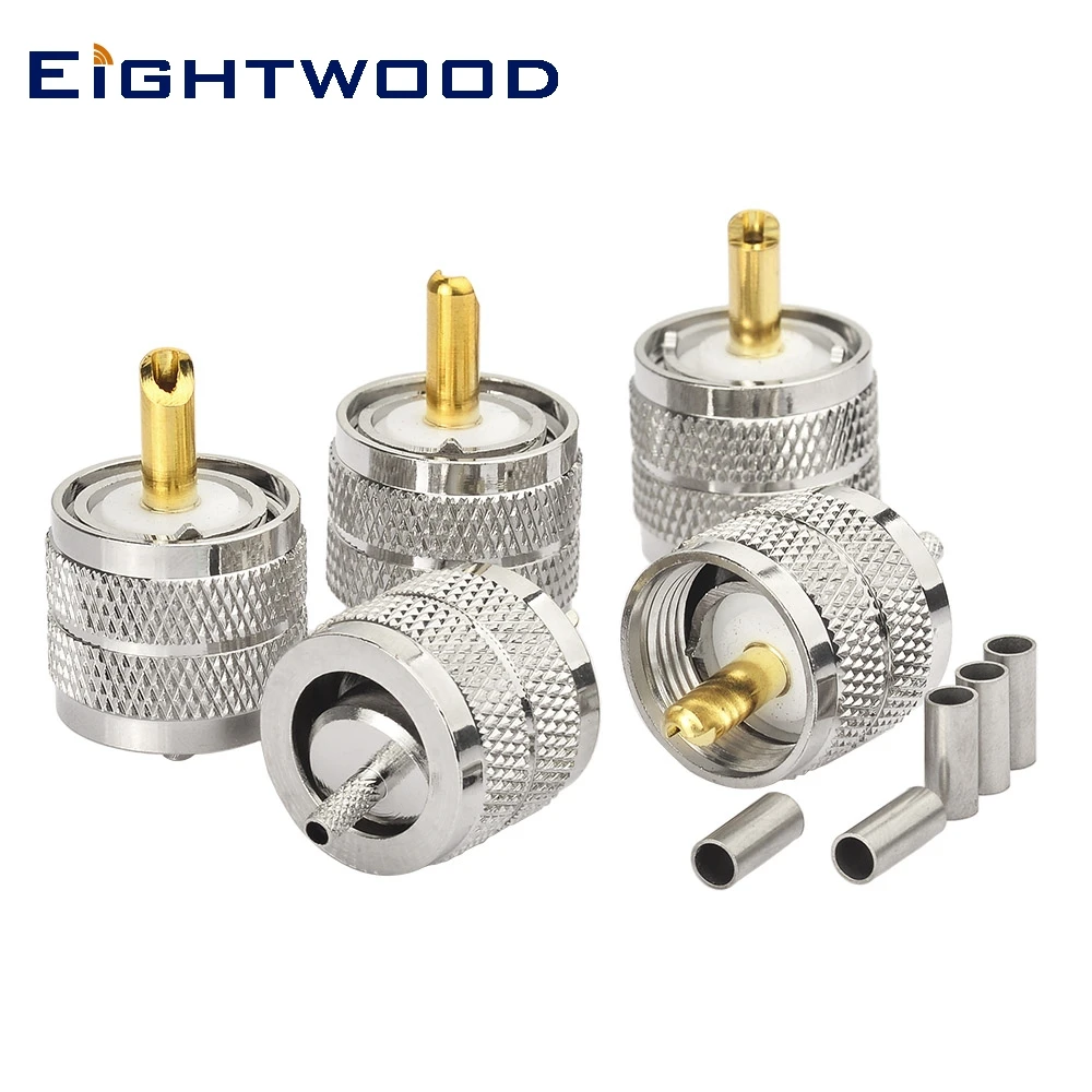 Eightwood 5 шт. UHF/SO239 Штекер РЧ коаксиальный разъем адаптер обжимной LMR100 RG174 RG178 RG316