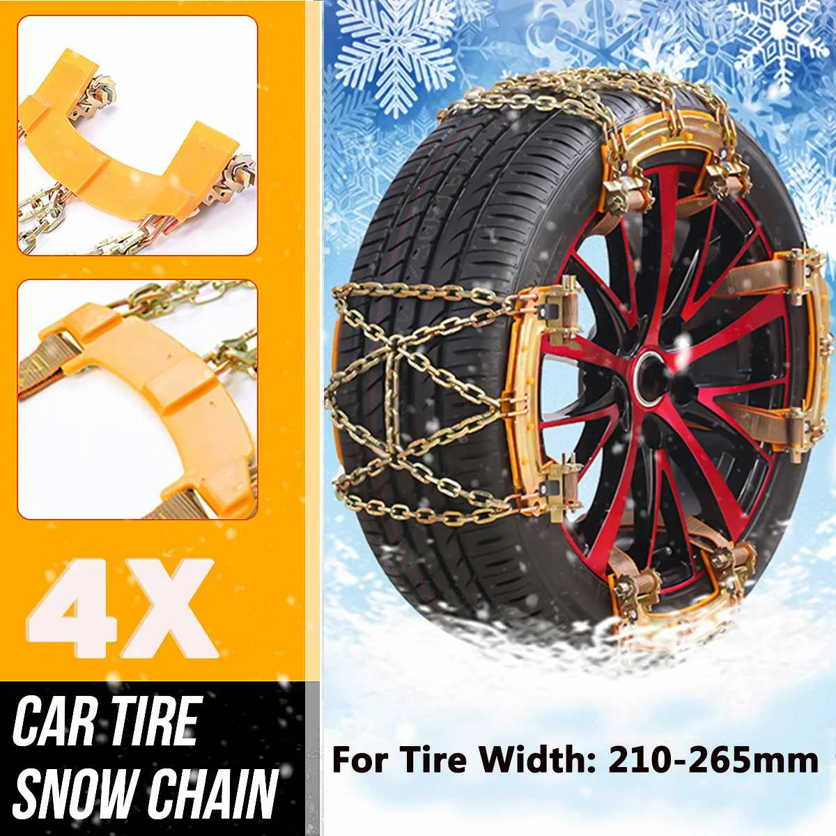 2/4x Car Tire Chain 210-265mm Snow Chains Anti-skid Tyre Chain Steel Wheel Belts For Ice Snow Mud Safe Driving Car Accessories
2/4x Car Tire Chain 210-265mm Snow Chains Anti-skid Tyre Chain Steel Wheel Belts For Ice Snow Mud Safe Driving Car Accessories