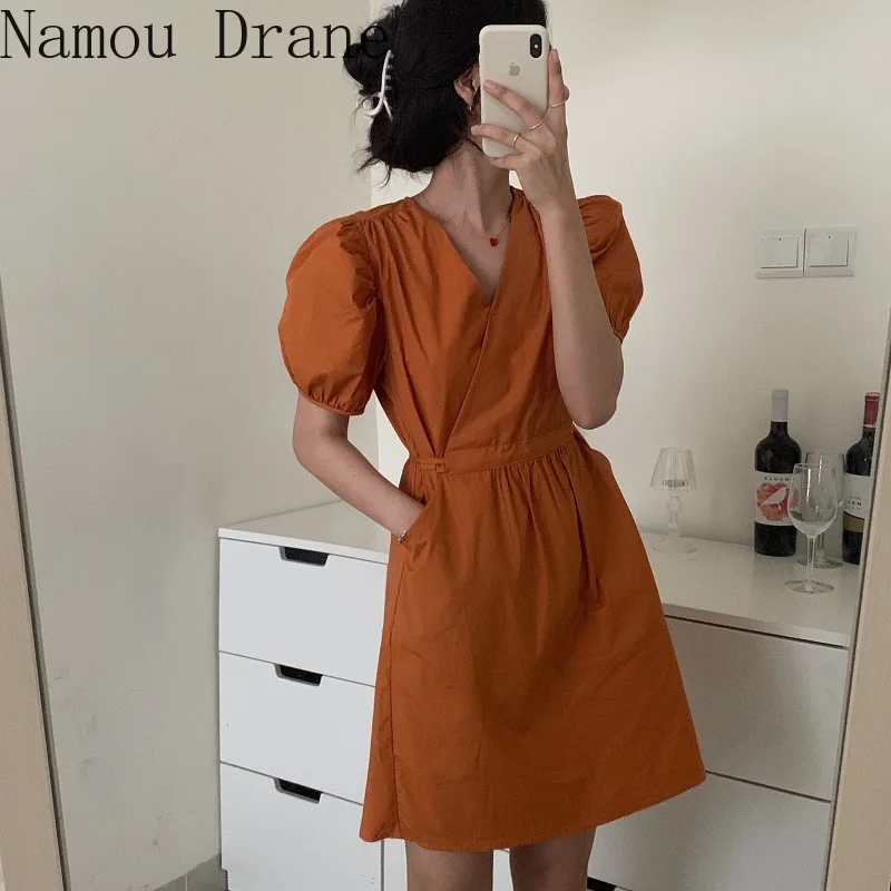 Summer Mini Sexy Dress Elegant Puff Sleeve V-neck High Waist Ladies Mini Dress Korean Style Chic Casual Woman Dress Vintage
Summer Mini Sexy Dress Elegant Puff Sleeve V-neck High Waist Ladies Mini Dress Korean Style Chic Casual Woman Dress Vintage