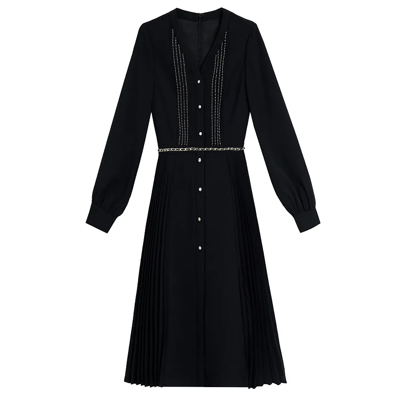 Black Dress Waist Slimming 2021 New Spring Commuting Elegant V-neck Overknee Patchwork Pleated Skirt Dress for Women
Black Dress Waist Slimming 2021 New Spring Commuting Elegant V-neck Overknee Patchwork Pleated Skirt Dress for Women