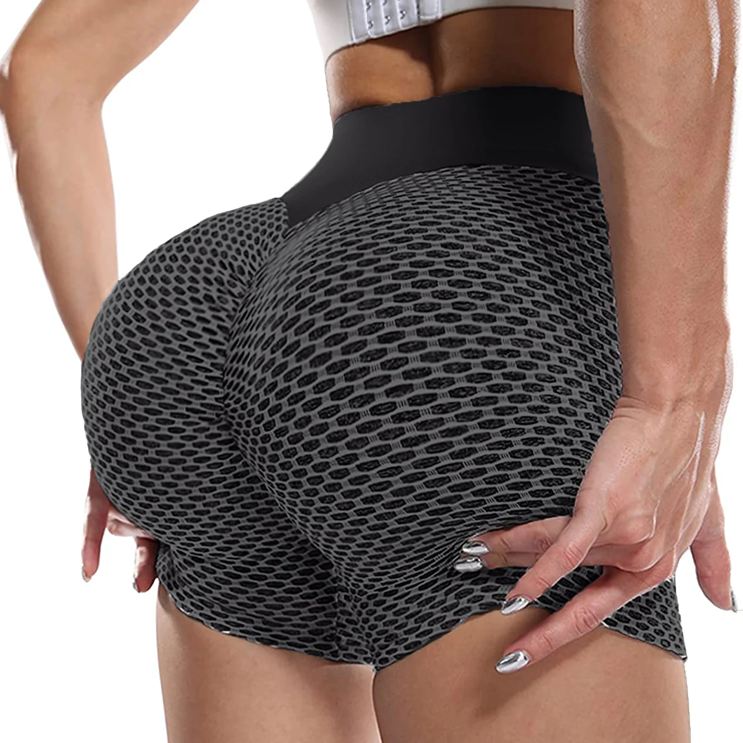 

Women's Scrunch Booty Yoga Shorts Butt Lift Ruched Push Up Shorts High Waist Textured Pants Tummy Control Gym Biker Shorts