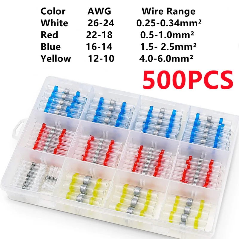 1200/500Pcs Heat Shrink Butt Crimp Terminals Waterproof Solder Seal Electrical Connector Wire Cable Splice Kit Automotive Marine
1200/500Pcs Heat Shrink Butt Crimp Terminals Waterproof Solder Seal Electrical Connector Wire Cable Splice Kit Automotive Marine