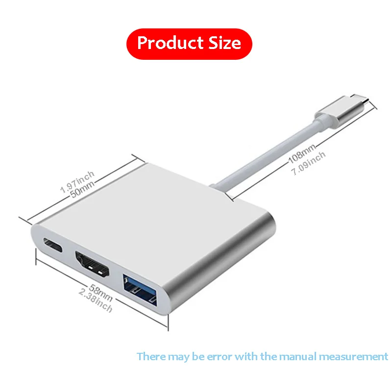 Док-станция TurboTech USB C Hub to HDMI адаптер Type с PD для MacBook Pro Air Samsung Galaxy S8 S9 S10 Note 8 9 10 Android |