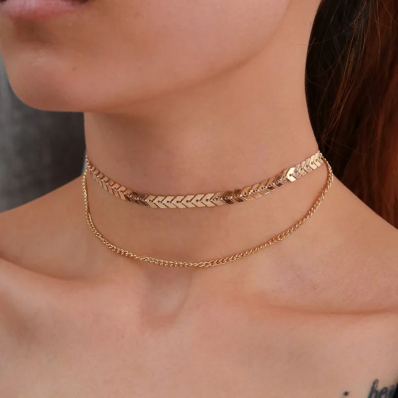 Gold Color Metal Fishbone Chain Double Layer Necklaces Collares Choker For Women Girls Fashion Simple Jewelry Accessories kolye
Gold Color Metal Fishbone Chain Double Layer Necklaces Collares Choker For Women Girls Fashion Simple Jewelry Accessories kolye