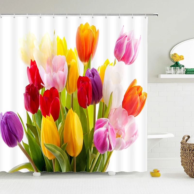 Tulip Rose Fresh Flowers Shower Curtains Waterproof Polyester Fabric 3D Printed Bathroom Screen Home Decoration Shower Curtain
Tulip Rose Fresh Flowers Shower Curtains Waterproof Polyester Fabric 3D Printed Bathroom Screen Home Decoration Shower Curtain
